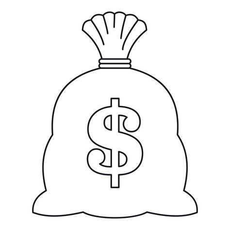 Money bag icon, outline style Money Bag Drawing, Bag Of Money, Bible Activities For Kids, Drawing Bag, Organization Apps, Bible Activities, Bag Icon, Templates Printable Free, Money Bag