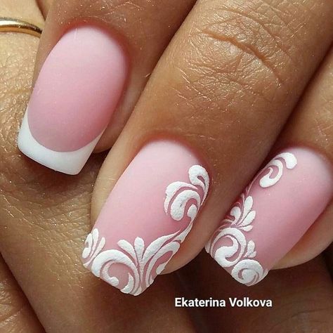 Bride Nails, White Nail, White French, Bridal Nails, Fabulous Nails, Creative Nails, Manicure E Pedicure, Gorgeous Nails, French Manicure