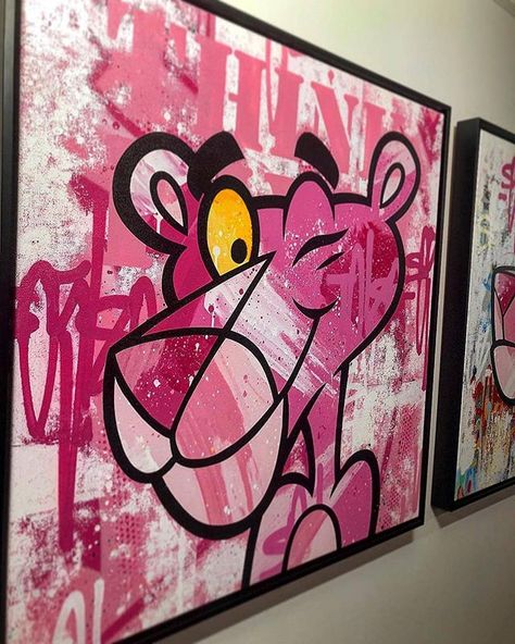 Regime Contemporary (@regimecontemporary) • Instagram photos and videos Graffiti Painting On Canvas, Pink Panther Cartoon, The Pink Panther, Doodle Art Journals, Posca Art, Denim Art, Graffiti Style Art, Graffiti Painting, Graffiti Wall Art