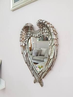 Shabby Chic Angel Wings, Heart Shaped Mirror, Silver Framed Mirror, Angel Wings Wall Decor, Angel Wing Ornaments, Shabby Chic Hearts, Angel Wings Wall, Wing Wall, Angel Wings Heart