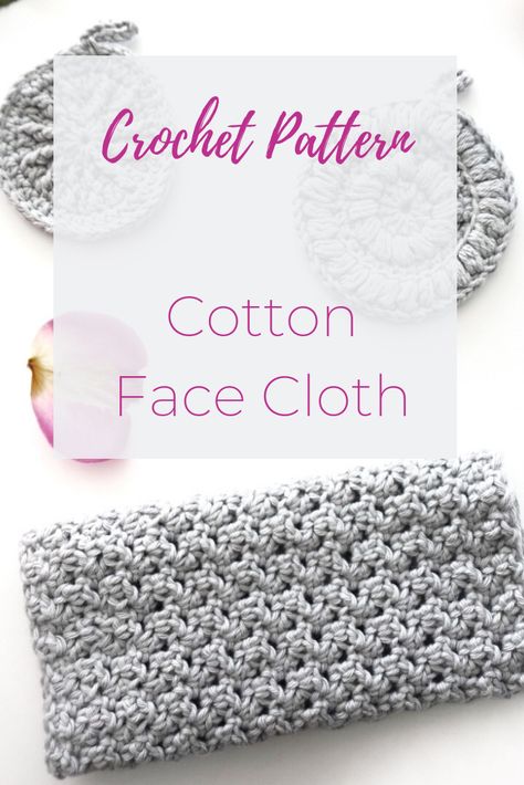 A free crochet pattern for a cotton face cloth as part of a crochet spa set with face scrubbies! Using ricorumi DK cotton Crochet Cotton Yarn Projects, Crochet Face Cloth, Crochet Spa Set, Cotton Yarn Projects, Crochet Washcloth Free Pattern, Crochet Washcloth Free, Crochet Cotton Yarn, Crochet Washcloth Pattern, Scrap Yarn Crochet