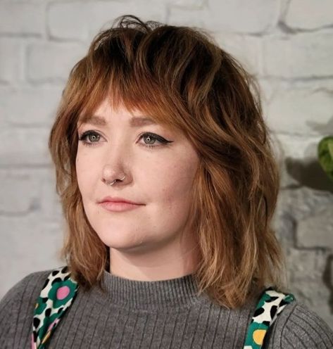 Shaggy Mullet Round Face, Haircut Shag, Hair Shag, Shaggy Lob, Bangs Styles, Shag Hair, 2023 Hairstyles, Lob With Bangs, Shag Cut