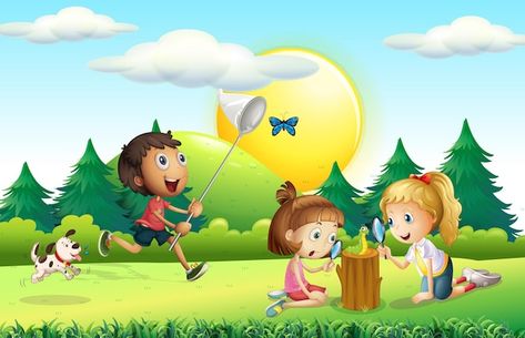 Kids nature Vectors & Illustrations for Free Download | Freepik Cartoon Building, Mobile Banner, Catching Fireflies, Gift Vector, Finance Logo, Fish Vector, Scrapbook Stuff, Butterfly Illustration, Vector Pop