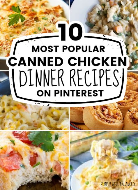 One Chicken Breast Dinner, Canned Good Recipe, Easy Recipes Canned Chicken, Dinner Recipe With Canned Chicken, Easy Recipe With Canned Chicken, Chopped Cooked Chicken Recipes, Food To Make With Canned Chicken, Swanson Chicken Recipes, What To Cook With Canned Chicken