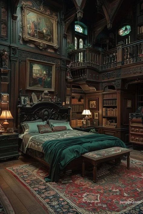 Dark Academia Bedroom Ideas, Dark Academia Bedroom, Dark Academia Interior, Dark Academia Home, Academia Bedroom, Victorian Bedroom, Dark Home Decor, Dark Home, Fantasy House