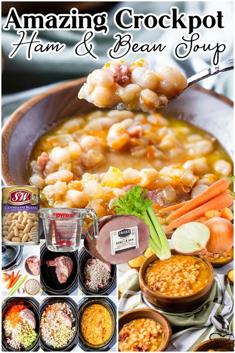 Best Ham And Beans Recipe, Ham Soup Crockpot, Easy Crockpot Ham, Crockpot Ham And Bean Soup, Bean Soup Crockpot, Crockpot Ham And Beans, Beans Recipe Crockpot, Butter Bean Soup, Butter Beans Recipe