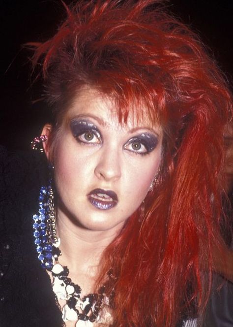 Iconic Eye Makeup, 1980 Makeup, Period Makeup, 1980s Makeup And Hair, 80s Mens Fashion, 1980s Makeup, Cindy Lauper, Wedding Singer, High Low Fashion