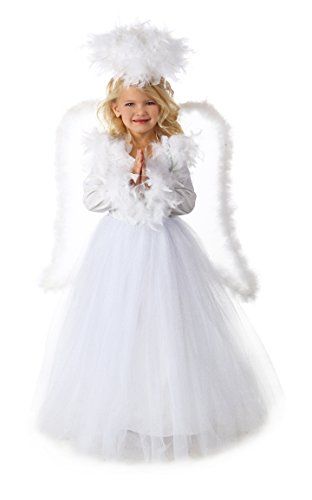 Kids Angel Costume, Annabelle Costume, Girls Angel Costume, Angel Costume Diy, Angel Dress Up, Paradise Girl, White Long Gown, Angel Halloween Costumes, Halloween Princess