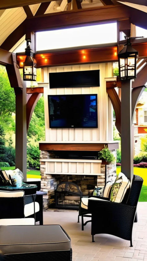 Creative Gazebo TV Mount Ideas for Outdoor Entertaining Tv In Gazebo, Gazebo With Tv, Tv Mount Ideas, Outside Gazebo, Tv Mounting, Outdoor Theater, Tv Mount, Movie Nights, Mounted Tv