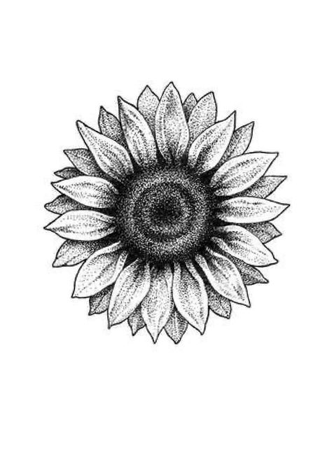 Sunflower Pointillism, Girasoles Tattoo, Prison Tattoos, Sunflower Drawing, Sunflower Tattoos, Sleeve Ideas, Art Journal Therapy, Sleeves Ideas, Dot Work Tattoo