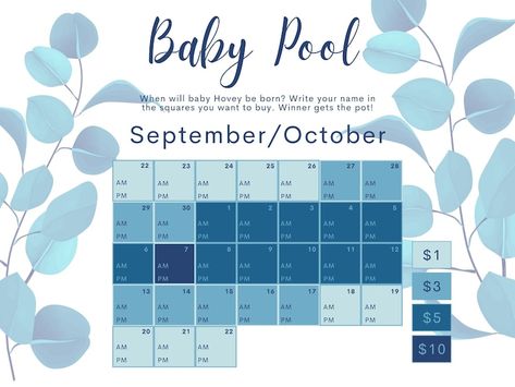 Date Squares, Blue Eucalyptus, Baby Delivery, Baby Due Date, Baby Pool, Baby Due, Date And Time, Baby Arrival, Due Date