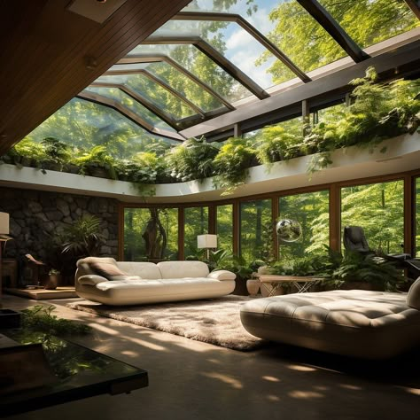 Home Skylight, Biophilic Home, Luxury Outdoor Spaces, French Country Ideas, Home Greenhouse, Rustic Home Design, The Beauty Of Nature, Home Building Design, Tropical Houses