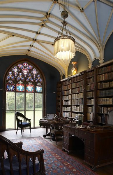 Prideaux Place, Cornwall, England: the library Private Library, Dream Library, Beautiful Library, Library Room, Old Library, Beige Living Rooms, Bedroom Remodel, Cornwall England, Home Libraries