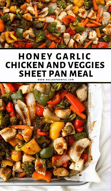 Sheet Pan Dinners Chicken, Chicken Veggies, Sheet Pan Suppers, Sheet Pan Dinners Recipes, Recipe Sheets, Easy Weeknight Dinner, Honey Garlic Chicken, Sheet Pan Dinners, Sheet Pan Recipes