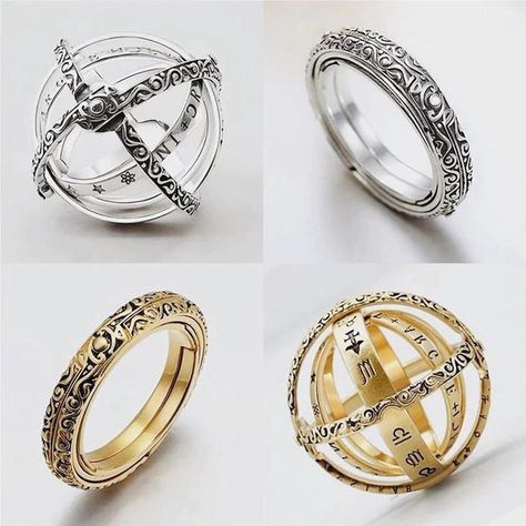 Sphere Ring, Planetary Symbols, My Moon And Stars, Armillary Sphere, Celestial Ring, Couple Jewelry, Fantasy Jewelry, Spinner Rings, Romantic Gift