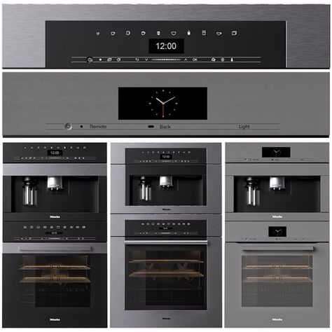 Miele double oven and coffee maker collection Microwave Oven Combo, Coffee Corners, Miele Kitchen, Built In Coffee Maker, Miele Appliances, Kitchen Machine, Coffee Corner, Kitchen Appliance, Convection Oven