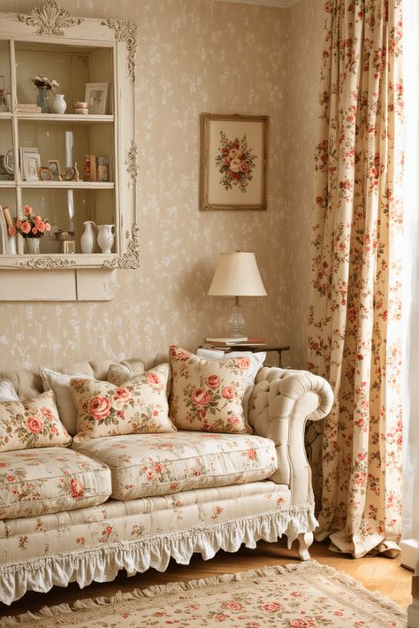 20 Shabby Chic Living Room Ideas – The Crafty Hacks French Shabby Chic Decor Living Room, Grandma Aesthetic Living Room, Living Room Inspo Small Spaces, Princesscore Room, Cottage Chic Living Room, Shabby Chic Living Room Ideas, Country Chic Living Room, French Cottage Living Room, Chic Living Room Ideas