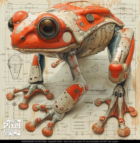 Today game: identify the animal used as a base for these nifty robots! #pixeleditions #pixedmagazine #midjourney #promptart #robots #futuretechnology #aiart #aiartwork #artificialintelligence #aiforfreedom Robot City, Frog Species, Steampunk Animals, Mechanical Animals, Robot Animal, Arte Robot, Clay Animals, Robot Design, Robot Art