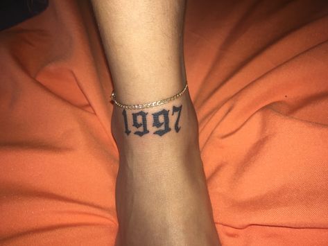 Tattoo 1997 1997 Tattoo Ideas Ankle, Birth Year Ankle Tattoos For Women, 2004 Ankle Tattoo, 1990 Ankle Tattoo, 1998 Finger Tattoo, Numbers On Ankle Tattoo, 2003 Ankle Tattoo, Year Ankle Tattoo, Number Tattoo Ankle