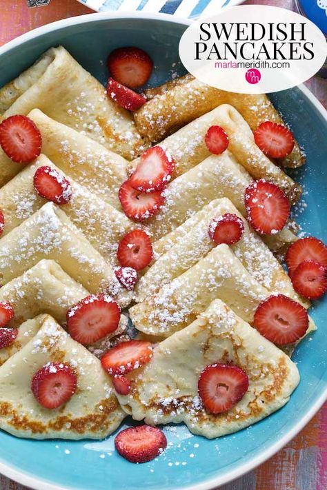 Family Favorite Swedish Pancakes recipe, so easy & tasty! Swedish Crepes, Swedish Pancakes Recipe, Linzer Tart, Recipe Pancakes, Prepare Breakfast, Swedish Cuisine, Swedish Pancakes, Crepes And Waffles, Pancake Recipes