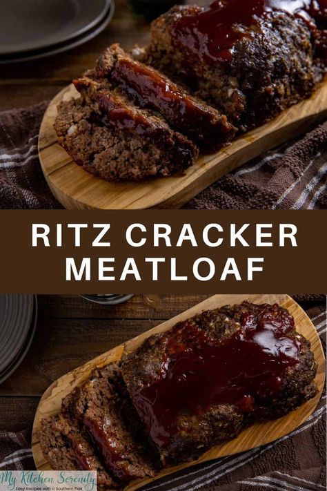 Move over boring meatloaf, because Ritz Cracker Meatloaf is here to save dinner time! With its crushed Ritz crackers adding a burst of buttery goodness, this dish takes meatloaf from "meh" to "mmm." Buttery Ritz Crackers add a whole lot of flavor. With its brown sugar ketchup glaze, this could become your new favorite meatloaf recipe! Meatloaf Recipes Worcestershire Sauce, Meatloaf With Cracker Crumbs, Meatloaf With Ritz Crackers, Ritz Cracker Meatloaf, Ritz Cracker Meatloaf Recipe, Meatloaf Recipe With Crackers, Ritz Cracker Recipes, Roasted Carrots And Parsnips, Southern Cooking Recipes