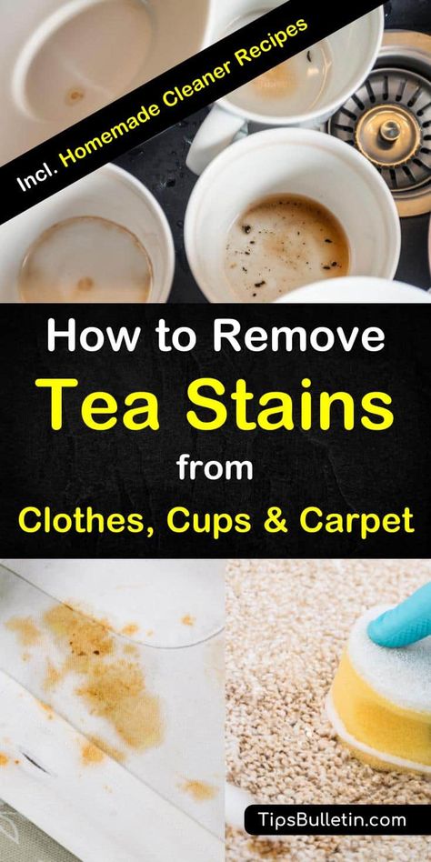 Find out how to remove tea stains from clothes, fabric, cups, coffee mugs, carpet, and upholstery. Covering stain removal tips and cleaner recipes made of common home remedies like baking soda, vinegar, salt and more. Tablet Recipe, Homemade Cleaners Recipes, Order Coffee, Homemade Toilet Cleaner, Clean Baking Pans, Cleaner Recipes, Glass Cooktop, Deep Cleaning Tips, Dirty Dishes