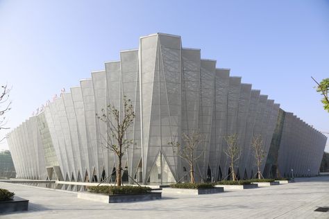 Bozhou Statium / Yuan Ye Architects Space Truss, Facade Skin, City Living Room, Aquatic Center, Stadium Architecture, China Architecture, Sport Center, Expo Center, Modern Church