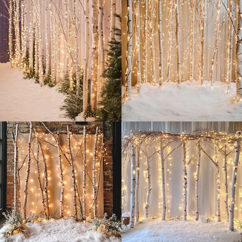 Stunning January Wedding Backdrop Ideas: Create a Winter Wonderland - Yeah Weddings Winter Wedding Head Table Backdrop, Winter Backdrop Diy, Winter Stage Decorations, Winter Wedding Backdrop Ideas, Winter Wedding Photo Backdrop, Princess Sweet 16 Ideas, Winter Wedding Ceremony Backdrop, Winter Wonderland Backdrop Ideas, Winter Backyard Wedding