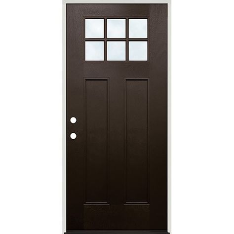 Craftsman 6-Lite Finished Fiberglass Prehung Door Unit #43 Latest Main Door Design Entrance, Exterior Fiberglass Doors, Metal Front Doors, Craftsman Doors, Black Exterior Door, Black Exterior Doors, New Front Door, Metal Front Door, Fiberglass Exterior Doors