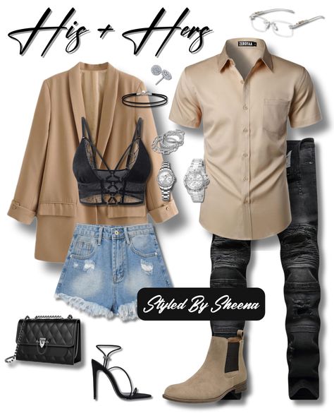 Sheena Nachae''s Amazon Page Couples Casual Outfits, His And Her Outfits Couple, Coordinating Couple Outfits, Couple Outfits Matching Classy, Black Couples Matching Outfits, Couple Date Night Outfits, Couple Swag, Couples Matching Outfits, Couples Matching Outfits Swag