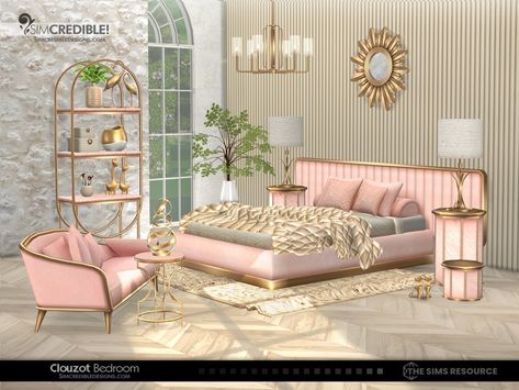 The Sims Resource - Clouzot [Patreon] Gold Bed Frame, Royal Bedroom Design, Luxury Bedroom Sets, Sims 4 Beds, San Myshuno, Sims 4 Kitchen, Resource Furniture, Mod Furniture, Sims 4 Bedroom