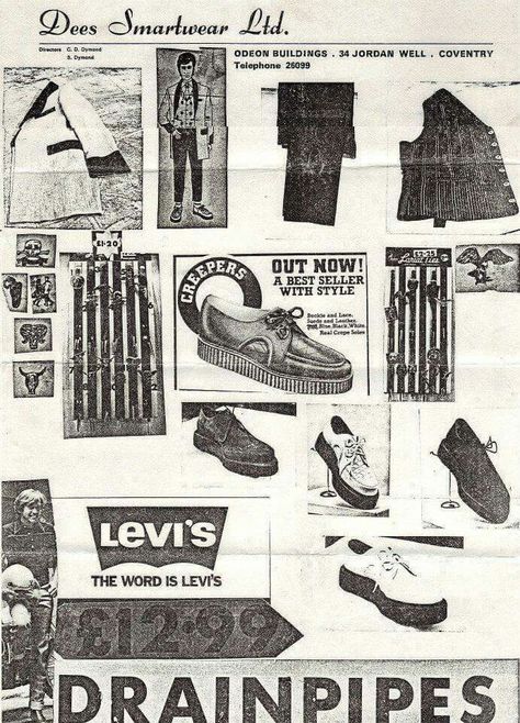 Love this advert Teddy Boys 1950s, Teddy Boy Style, Teddy Boy, Skinhead Fashion, Clapham Common, Masc Fashion, Teddy Girl, Teddy Boys