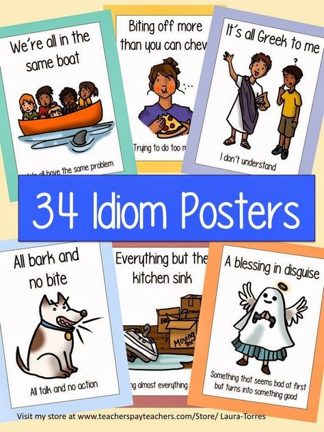 Idioms Posters, Figurative Language Posters, English Posters, Learning Japanese, English Language Arts High School, Middle School Teachers, English Idioms, Figurative Language, Learn English Vocabulary