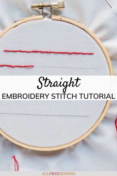 How To Embroider A Straight Line, Straight Stitch Embroidery Tutorial, Single Stitch Embroidery, Contour Embroidery Stitch, Basic Embroidery Stitches Tutorial, Straight Stitch Embroidery Design, Embroidery Straight Line, Straight Line Embroidery Stitches, Straight Embroidery Stitches