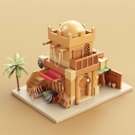 Animated Landscape, Blender Inspiration, Minecraft Kingdom, Arabian Desert, Desert City, Egypt Concept Art, House Cartoon, Downtown Apartment, Apartment House