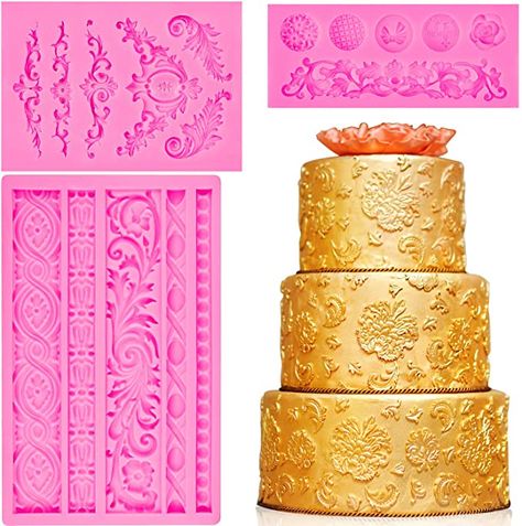 Cake Candy Decoration, Fondant Lace, Cake Frame, Cake Borders, Cake Candy, Border Lace, Candy Decorations, Fondant Silicone Molds, Sugar Craft