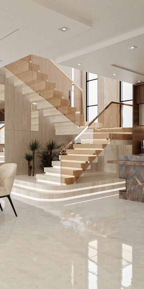 high quality modeling and rendering with adjustments interior design for your house( bedroom Living room kitchen bathroom...) Villain Aesthetic, Floating Stairs, Aesthetic Luxury, Floating Staircase, Home Stairs Design, Modern Stairs, House Bedroom, House Stairs, Staircase Design