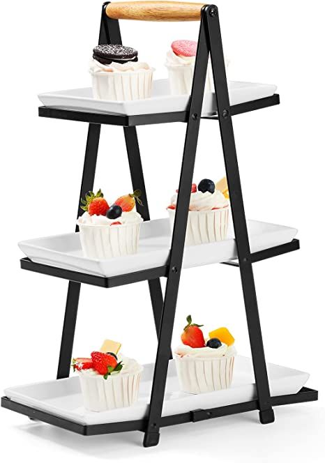 Amazon.com: Yedio 3 Tier Serving Tray, Porcelain Three Tiered Serving Trays Platters for Cake Dessert Fruit Appetizers Cupcake, Foldable Ceramic Serving Stand for Party Entertaining Food Display, Dishwasher Safe : Home & Kitchen Fruits Desserts, 3 Tier Serving Tray, Tier Serving Tray, Party Serving Trays, Silver Serving Trays, Fruit Appetizers, Entertaining Food, Desserts Cookies, Cake Stand Set