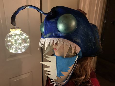 Angler Fish Costume Diy, Anglerfish Costume, Fish Halloween Costume, Angler Fish Costume, Unisex Costumes, Sea Creature Costume, Fish Costume, Crazy Hat Day, Hat Day