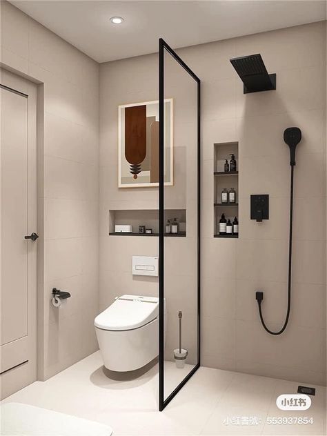 Small Bath And Toilet Ideas, Square Bathroom Design Layout, Bathroom Under Stairs With Shower Layout, Niche Bathroom, Toilet And Bathroom Design, Mini Bad, Bathroom Design Small Modern, Bathroom Interior Design Modern, Small Bathroom Layout