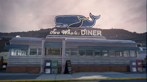 Two Whales Diner from Life is Strange File Gif, Old Diner, Strange Aesthetic, Dontnod Entertainment, Arcadia Bay, Life Is Strange 3, Chloe Price, Story Games, Life Is Strange