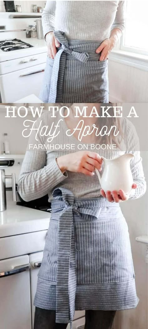 Half Apron Patterns, Easy Apron, Apron Pattern Free, Bistro Apron, Apron Patterns, Apron Tutorial, Diy Apron, Apron Sewing Pattern, Waist Apron