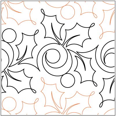 Urban Elementz: Sprigs of Holly Machine Quilting Pattern, Quilting Stitch Patterns, Long Arm Quilting Patterns, Computerized Quilting, Free Motion Designs, Free Motion Quilting Patterns, Machine Quilting Patterns, Longarm Quilting Designs, Quilting Stencils