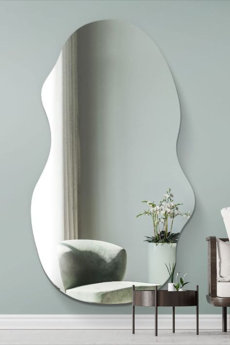 Frameless Arched Blob Mirror with Enigmatic Appeal Funky Mirrors, Wavy Mirror, Coastal Bathroom, Shabby Chic Mirror, Chic Mirror, Living Vintage, Garden Mirrors, Mirror Design Wall, Frameless Mirror