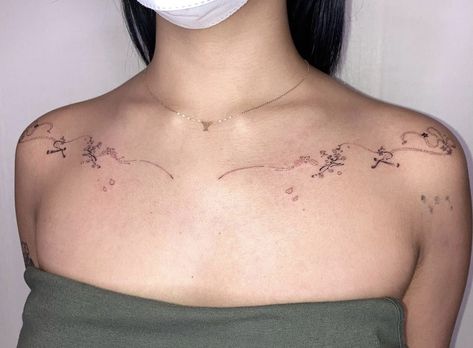 Ink Tattoo Design, Red Tattoo Ideas, Clavicle Tattoo, Red Ink Tattoo, Red Tattoo, Petite Tattoos, Stylist Tattoos, Collar Bone Tattoo, Collar Bone