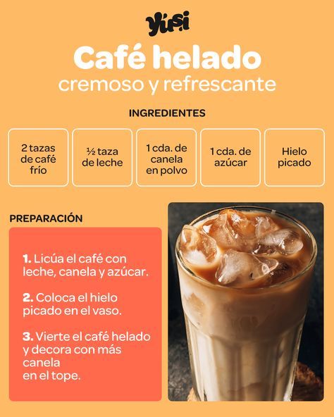 Una bebida como esta te aportará algo de energía extra sin necesidad de recurrir al café más cercano. #café #helado #bebidas #calor #recetas #aguafresca Baileys Drinks, Shakes Drinks, Ice Coffee Recipe, Food O, Food Recepie, Coffee Cafe, Frappe, Coffee Love, Kitchen Recipes