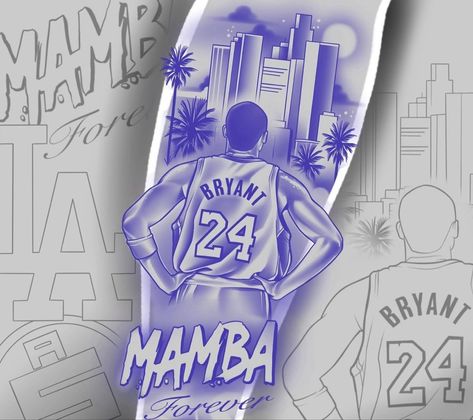 Mamba Mentality Tattoo Design, Kobe Tattoo Black Mamba, Kobe Bryant Tattoo Design, Kobe Tattoo Designs, Kobe Tribute Tattoo, Kobe Bryant Silhouette, Mamba Mentality Tattoo, Kobe Tattoos Ideas, Kobe Bryant Tattoo Ideas