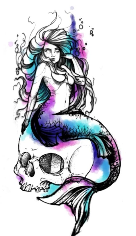 Mermaid With Skull Tattoo, Pinup Mermaid Tattoo Vintage, Neo Traditional Mermaid Tattoo, Pirate Lady Tattoo, Mermaid Tattoo Ideas For Women, Medusa Mermaid, Traditional Mermaid Tattoos, Ariel Tattoo, Wine Glass Tattoo