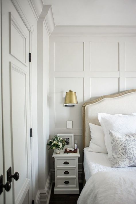 Bedroom Redesign, Farmhouse Style Bedrooms, Small Nightstand, Bedroom Reveal, Bedroom Panel, Linen Bedroom, White Furniture, White Bedroom, Shop The Look