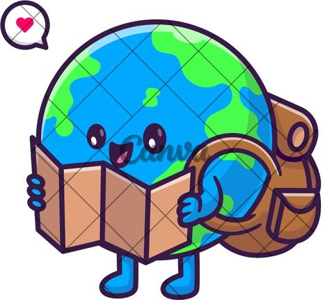 Cute Earth Globe Backpacker Holding Map Cartoon Vector Illustration - Icons by Canva Cartoon Globe, Map Cartoon, Cute Earth, Cartoon Graphics, Inktober 2024, Earth Globe, Photo Collage Maker, Marketing Logo, Collage Background